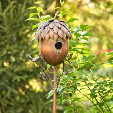 Acorn Shaped Copper Finish Birdhouse - Click to enlarge