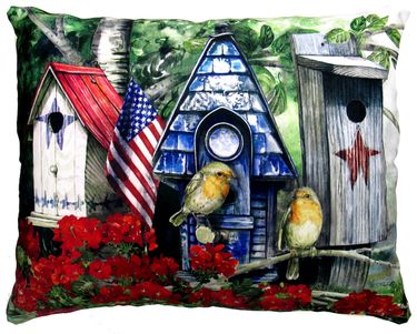 Americana Birdhouse Outdoor Pillow - Click to enlarge