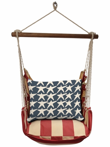 Americana Stripe Flag Stars Hammock Chair Swing Set - Click to enlarge