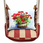 Americana Stripe Geranium Barrel Hammock Chair Swing Set