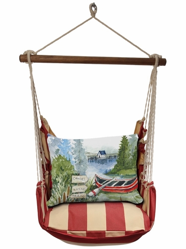 Americana Stripe Lake Canoe Hammock Chair Swing Set - Click to enlarge