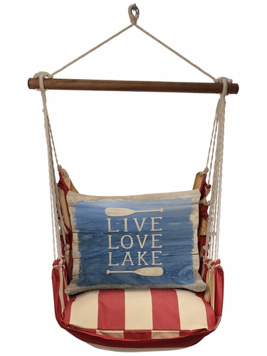 Americana Stripe Live, Love, Lake Hammock Chair Swing Set - Click to enlarge