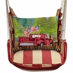 Americana Stripe Patriotic Red Truck Hammock Chair Swing Set