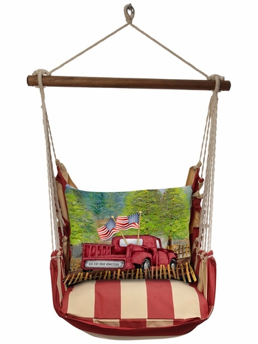 Americana Stripe Patriotic Red Truck Hammock Chair Swing Set - Click to enlarge