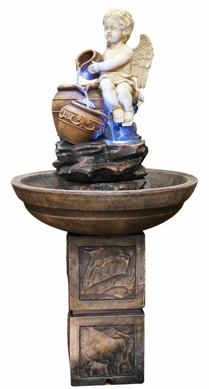 Angel with Urns Water Fountain w/LED Lights - Click to enlarge