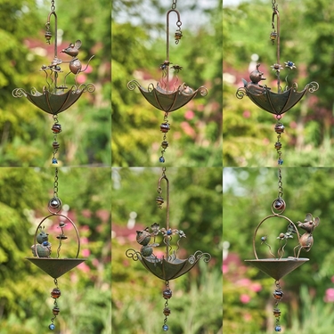 Animal Umbrella Birdfeeder Wind Chimes (Set of 6) - Copper - Click to enlarge