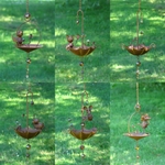 Animal Umbrella Birdfeeder Wind Chimes (Set of 6) - Rust