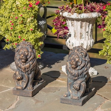 Antique Bronze Magnesium Lion Statues (Set of 2) - Click to enlarge