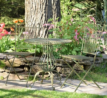 3 Piece Metal Bistro Set - Antique Green - Click to enlarge