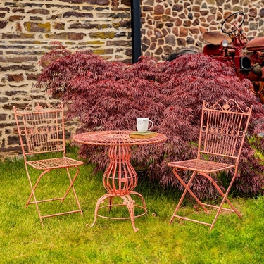 3 Piece Metal Bistro Set - Antique Pink - Click to enlarge