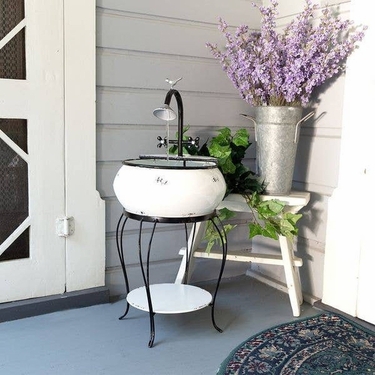 Antique Vintage Sink Fountain &  Stand - Click to enlarge