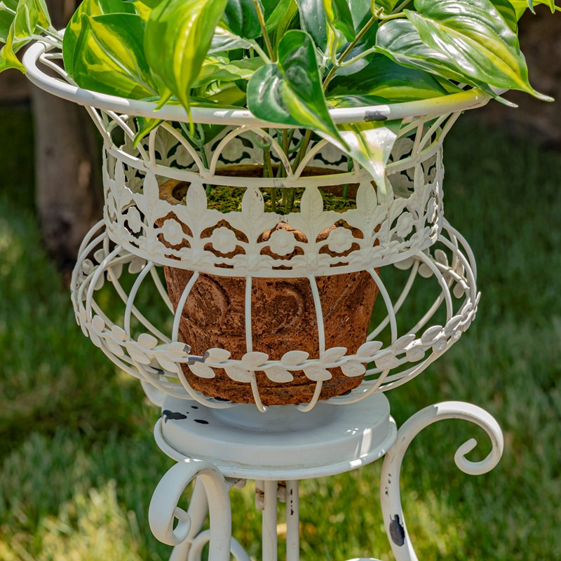 Antique White Iron Basket Plant Stands (Set of 2) only $234.99 at