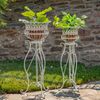 Antique White Iron Basket Plant Stands (Set of 2)
