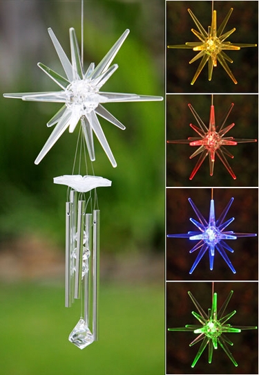 Solar Star Wind Chime - Color Changing LED - Click to enlarge