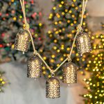 Assorted 5-Piece Metal Bell Decorations (Set of 4) - Antique Gold