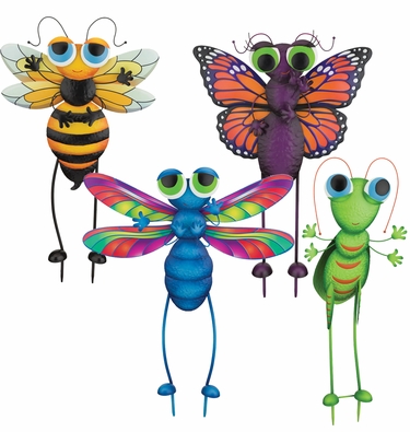 Assorted Friendly Garden Bug Stakes (Set of 4) - Click to enlarge