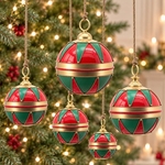 Assorted Hanging Christmas Ornaments (Set of 5) - Red, Green, & Gold Assorted Hanging Christmas Ornaments (Set of 5) - Red, Green, & Gold