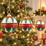 Assorted Hanging Christmas Ornaments (Set of 5) - White, Green, & Red Assorted Hanging Christmas Ornaments (Set of 5) - White, Green, & Red