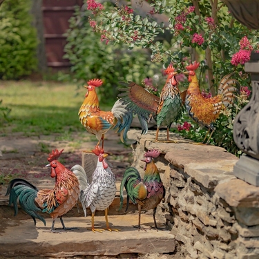 Iron Roosters (Set of 6) - Click to enlarge