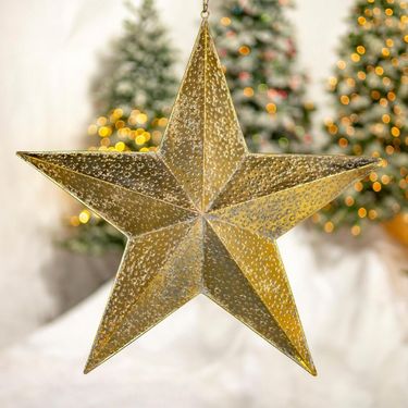 Assorted Metal 5-Point Christmas Stars Hanging Decor (Set of 6) - Click to enlarge