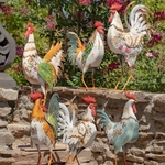 Assorted Iron Rooster Figurines (Set of 6)