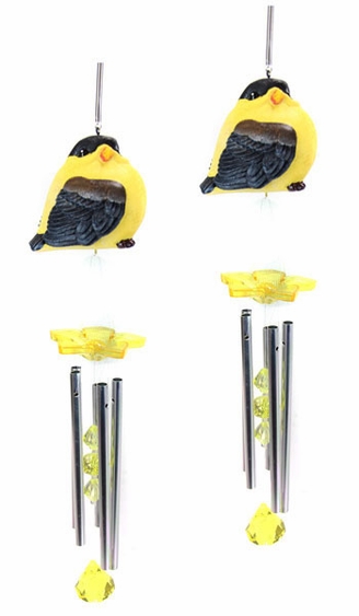 Audubon Gold Finch Wind Chimes (Set of 2) - Click to enlarge
