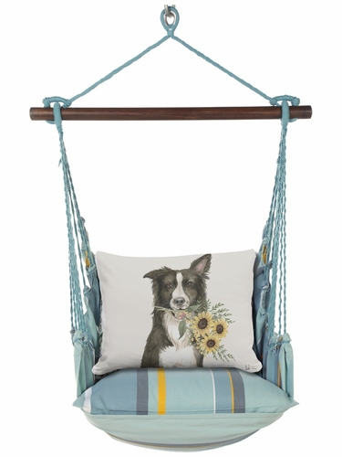 Azure Bay Collie with Sunflowers Hammock Chair Swing Set - Click to enlarge