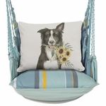 Azure Bay Collie with Sunflowers Hammock Chair Swing Set