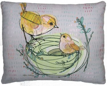Baby Bird Love Outdoor Pillow - Click to enlarge
