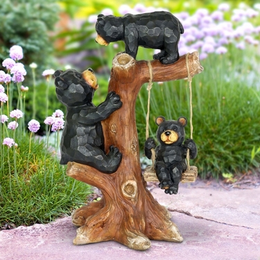 Bear Family Swinging In Tree - Click to enlarge