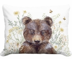 Bear w/Daisies & Bees Outdoor Pillow