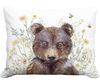Bear w/Daisies & Bees Outdoor Pillow