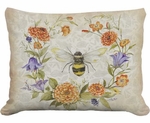Bee w/Floral Wreath Outdoor Pillow