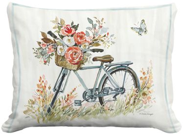 Bike w/Flower Basket Outdoor Pillow - Click to enlarge
