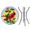 Big Red Cardinal Glass Birdbath w/Stand