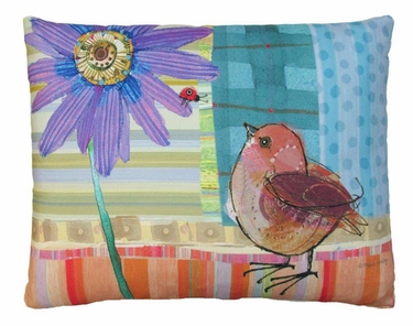 Bird and Ladybug Outdoor Pillow - Click to enlarge