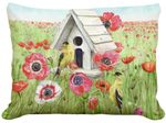 Yellow Bird Poppy Field Outdoor Pillow Yellow Bird Poppy Field Outdoor Pillow