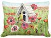 Yellow Bird Poppy Field Outdoor Pillow