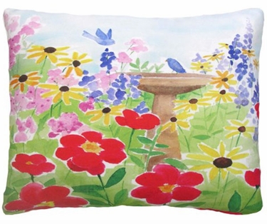 Birdbath in Garden Outdoor Pillow - Click to enlarge