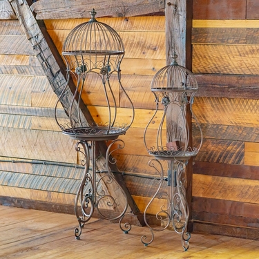 Birdcage Iron Plant Stands (Set of 2) - Antique Bronze - Click to enlarge