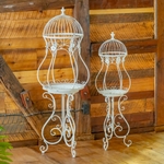 Birdcage Iron Plant Stands (Set of 2) - Antique White