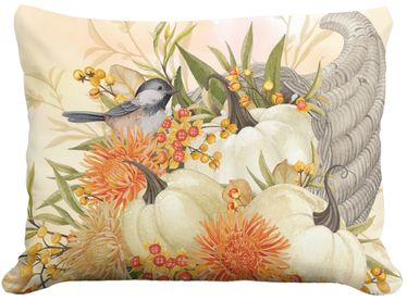 Birds w/Pumpkins 1 Outdoor Pillow - Click to enlarge