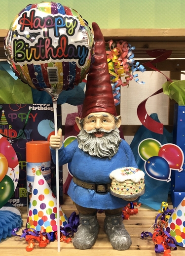 Happy Birthday Gnome w/Balloon! - Click to enlarge