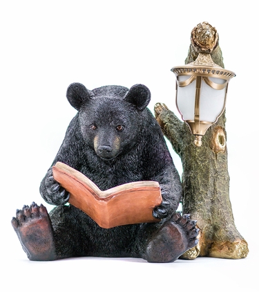 Black Bear Reading by Tree w/Light - Click to enlarge
