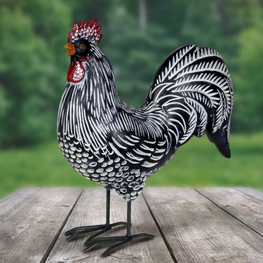 Black Rooster w/White Stripes - Click to enlarge