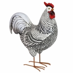 17" Black & White Rooster Statue