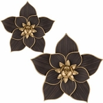 Black Woodland Flower Wall Decor (Set of 2)