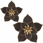 Black Woodland Flower Wall Decor (Set of 2)