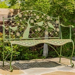Iron Garden Bench with Blooming Tree