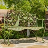 Iron Garden Bench with Blooming Tree